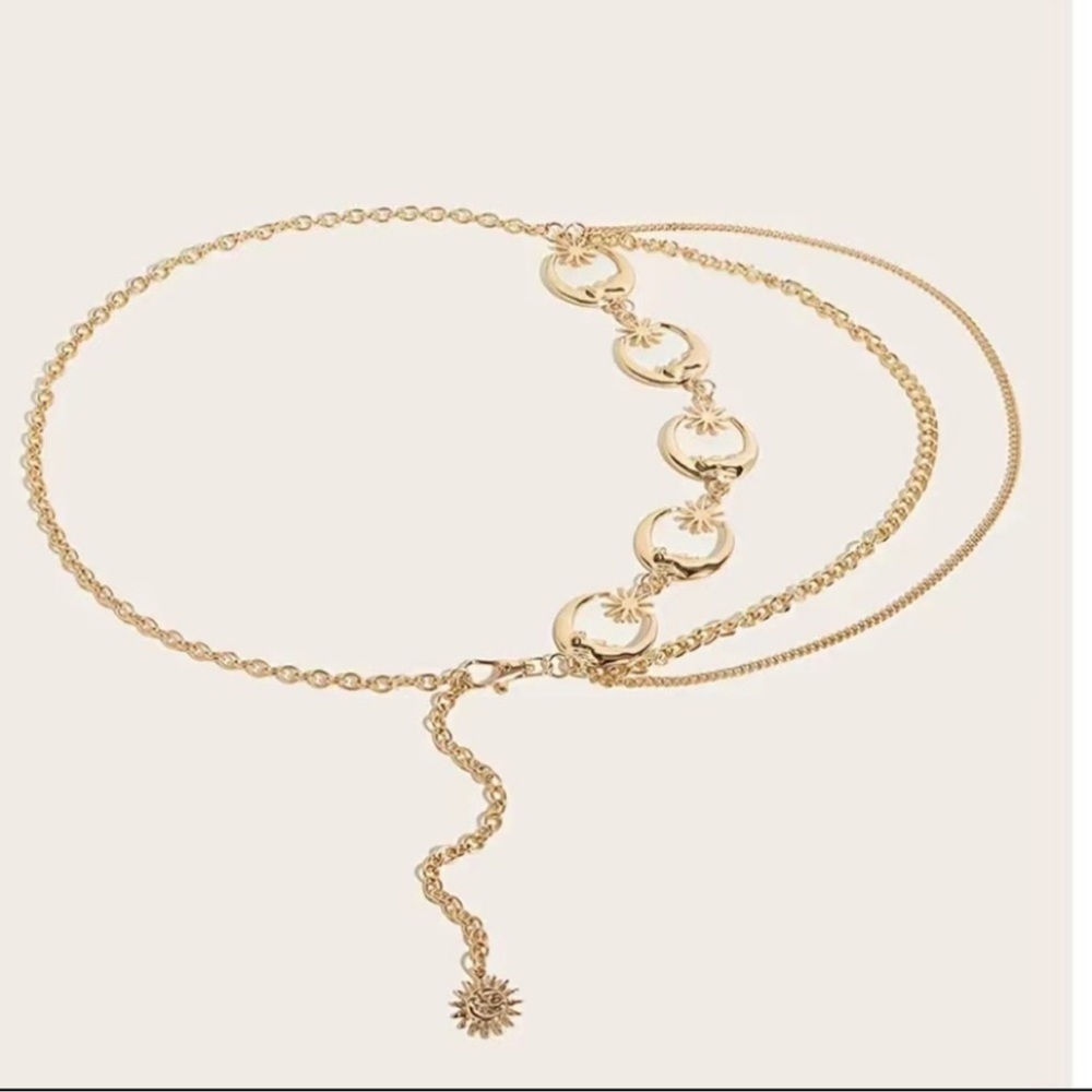 Celestial Moon Star Gold Chain Belt for Women